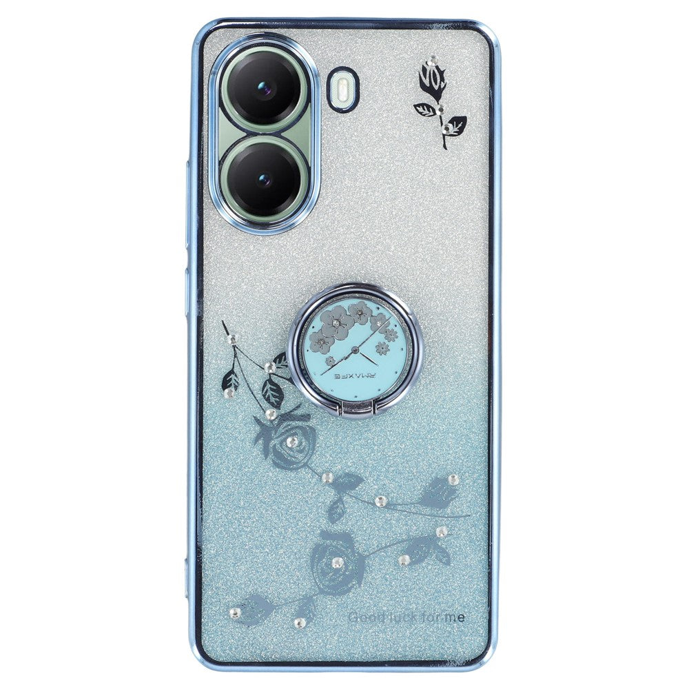 KADEM For Xiaomi Poco X7 Pro 5G Case Ring Kickstand TPU Flowers Phone Cover Gradient Glitter