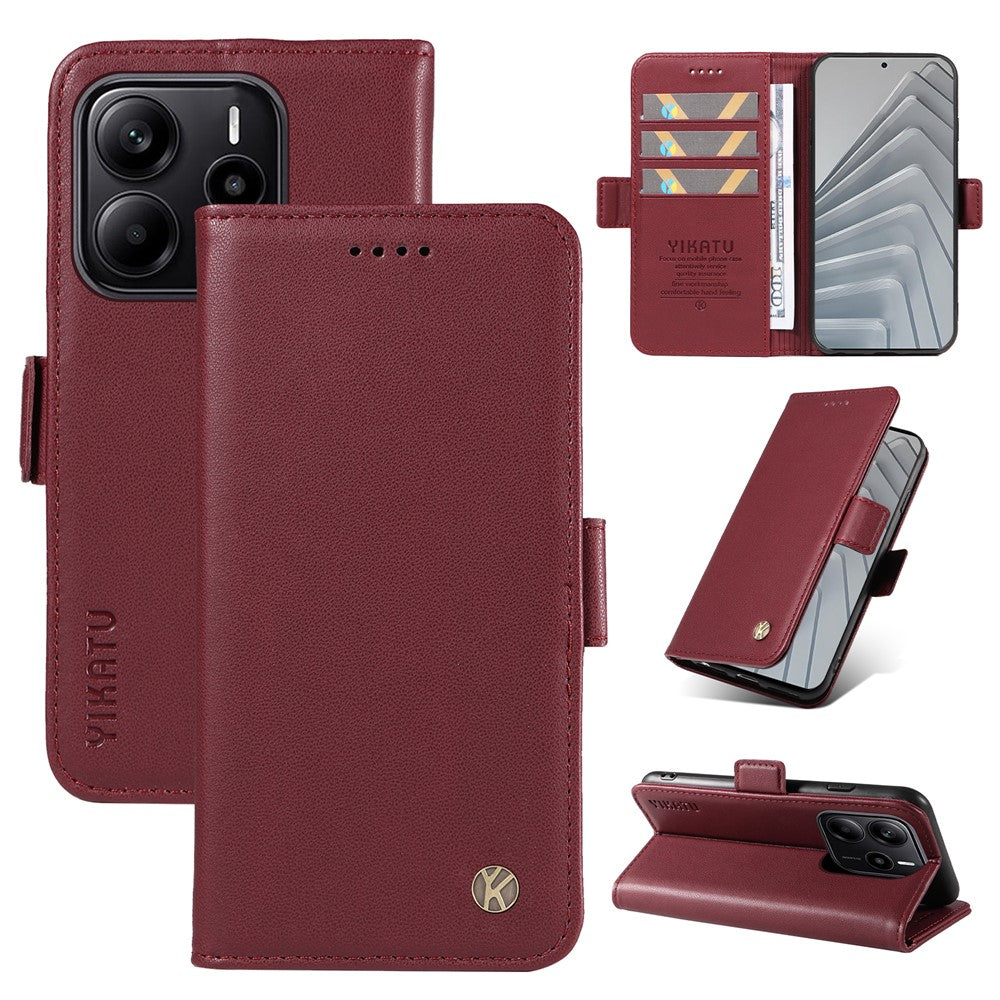 YIKATU För Xiaomi Redmi Note 14 4G (163.25mm) Plånboksfodral YK-003 Läderfodral