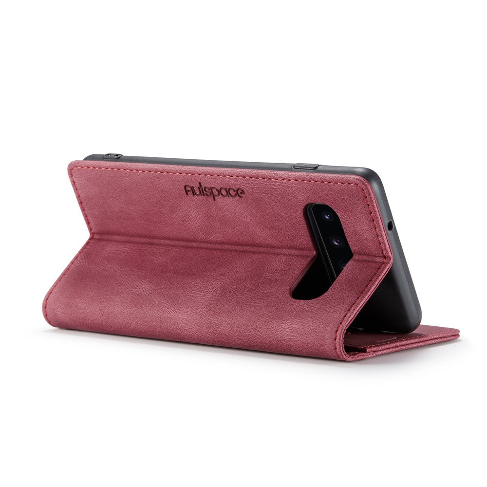 AUTSPACE For Samsung Galaxy S10 Plus Wallet Case  A01 Leather Stand Cover with RFID Blocking Card Holder