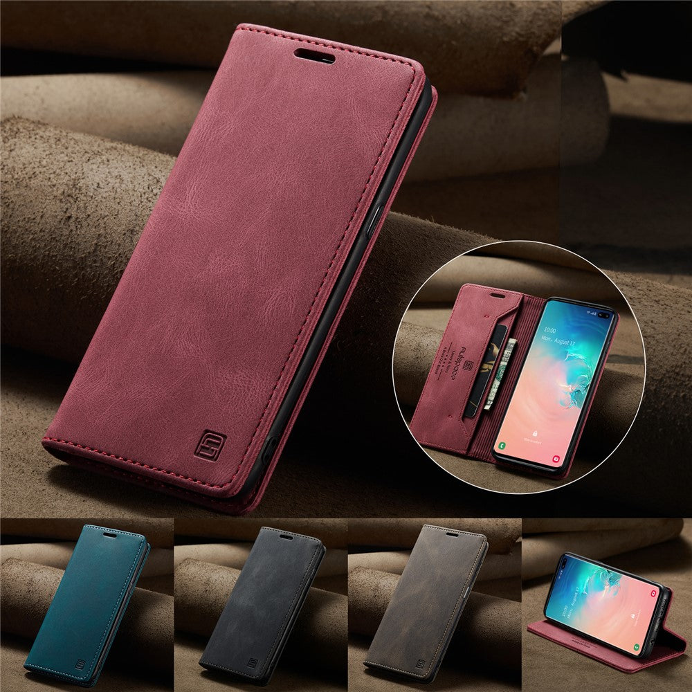 AUTSPACE For Samsung Galaxy S10 Plus Wallet Case  A01 Leather Stand Cover with RFID Blocking Card Holder