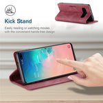 AUTSPACE For Samsung Galaxy S10 Plus Wallet Case  A01 Leather Stand Cover with RFID Blocking Card Holder
