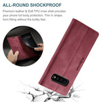 AUTSPACE For Samsung Galaxy S10 Plus Wallet Case  A01 Leather Stand Cover with RFID Blocking Card Holder