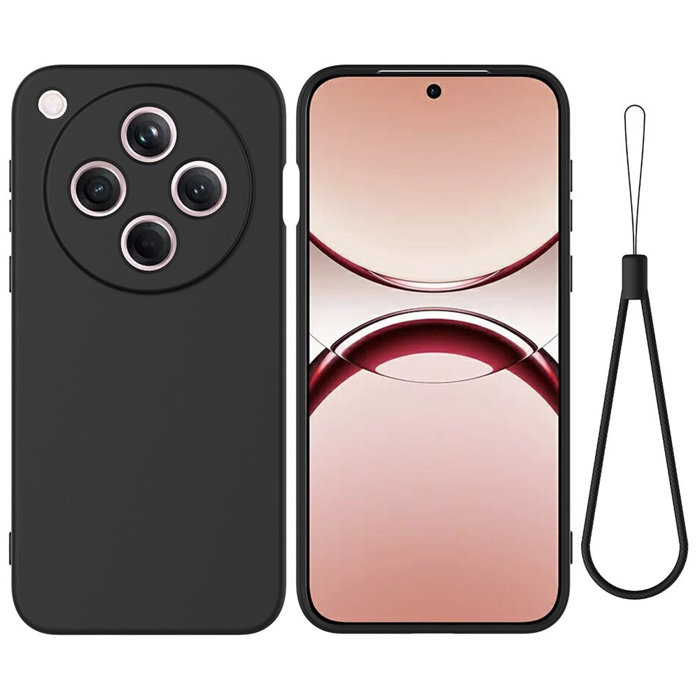 For Oppo Find X8 5G Liquid Silicone Case Phone Back Cover with Hand Strap
