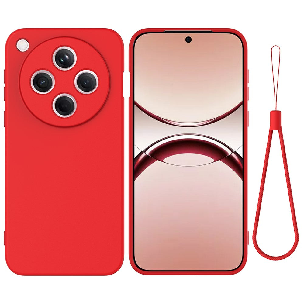 For Oppo Find X8 5G Liquid Silicone Case Phone Back Cover with Hand Strap