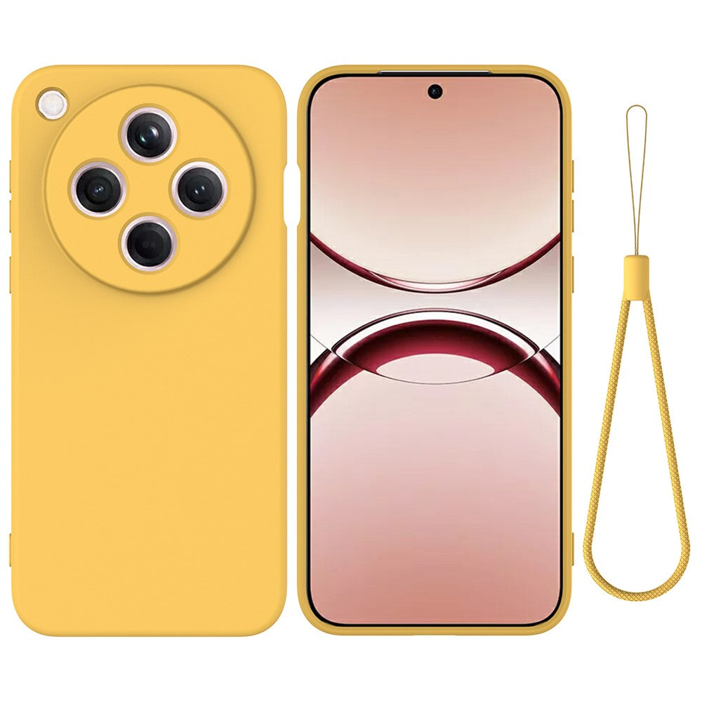 For Oppo Find X8 5G Liquid Silicone Case Phone Back Cover with Hand Strap