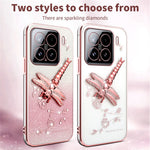 KADEM For Xiaomi 15 Case Dragonfly Kickstand TPU Flowers Glitter Phone Cover