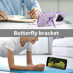 KADEM For Xiaomi 15 Case Dragonfly Kickstand TPU Flowers Glitter Phone Cover