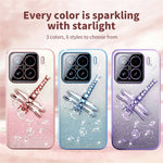 KADEM For Xiaomi 15 Case Dragonfly Kickstand TPU Flowers Glitter Phone Cover