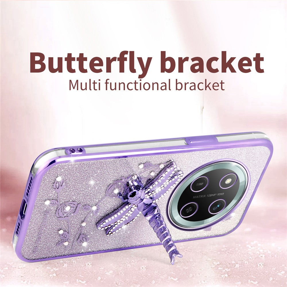 KADEM For Honor X60 Pro 5G / X9c 5G / Magic7 Lite 5G Case Dragonfly Kickstand TPU Flowers Glitter Phone Cover