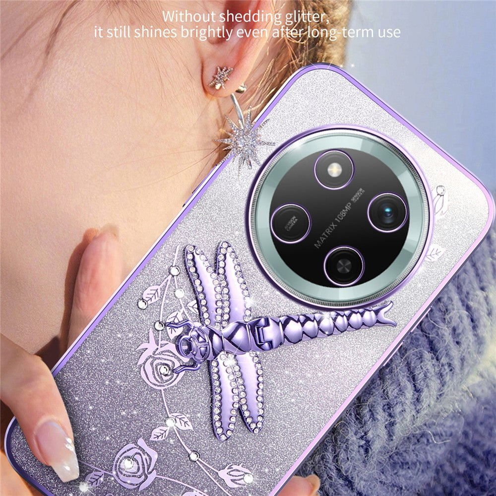 KADEM For Honor X60 Pro 5G / X9c 5G / Magic7 Lite 5G Case Dragonfly Kickstand TPU Flowers Glitter Phone Cover