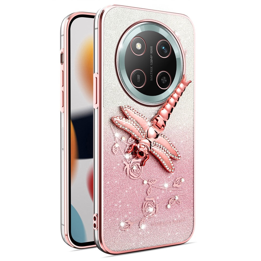 KADEM For Honor X60 Pro 5G / X9c 5G / Magic7 Lite 5G Case Dragonfly Kickstand TPU Flowers Glitter Phone Cover
