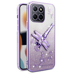 KADEM For Honor X8 5G Cover Guldsmed Kickstand TPU Blomster Glitter Telefoncover