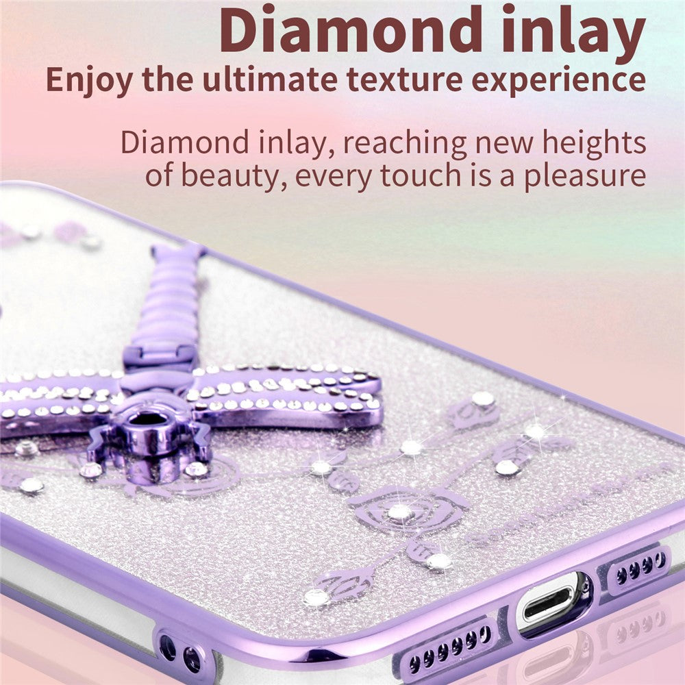 KADEM For Honor X8 5G Cover Guldsmed Kickstand TPU Blomster Glitter Telefoncover