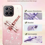 KADEM For Honor X8 5G Cover Guldsmed Kickstand TPU Blomster Glitter Telefoncover