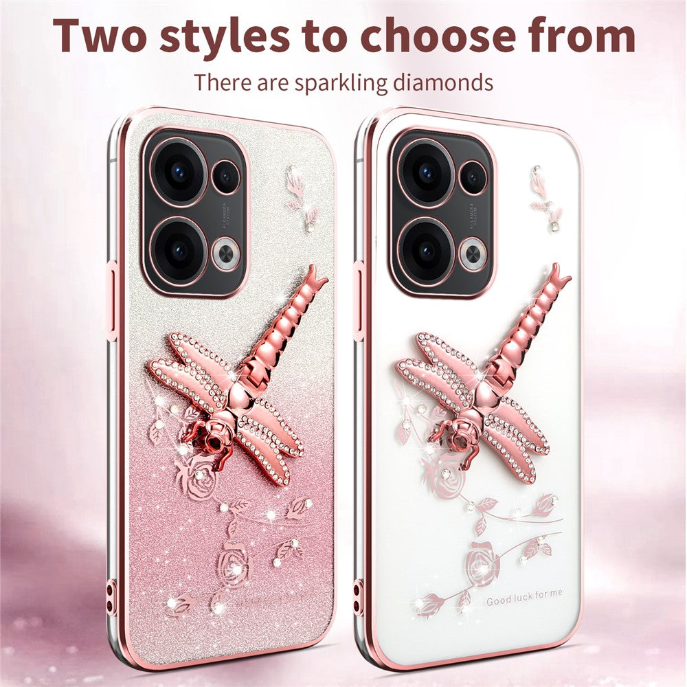 KADEM För Oppo Reno13 5G (Global) Skal Dragonfly Stativ TPU Blommor Glitter mobilskal