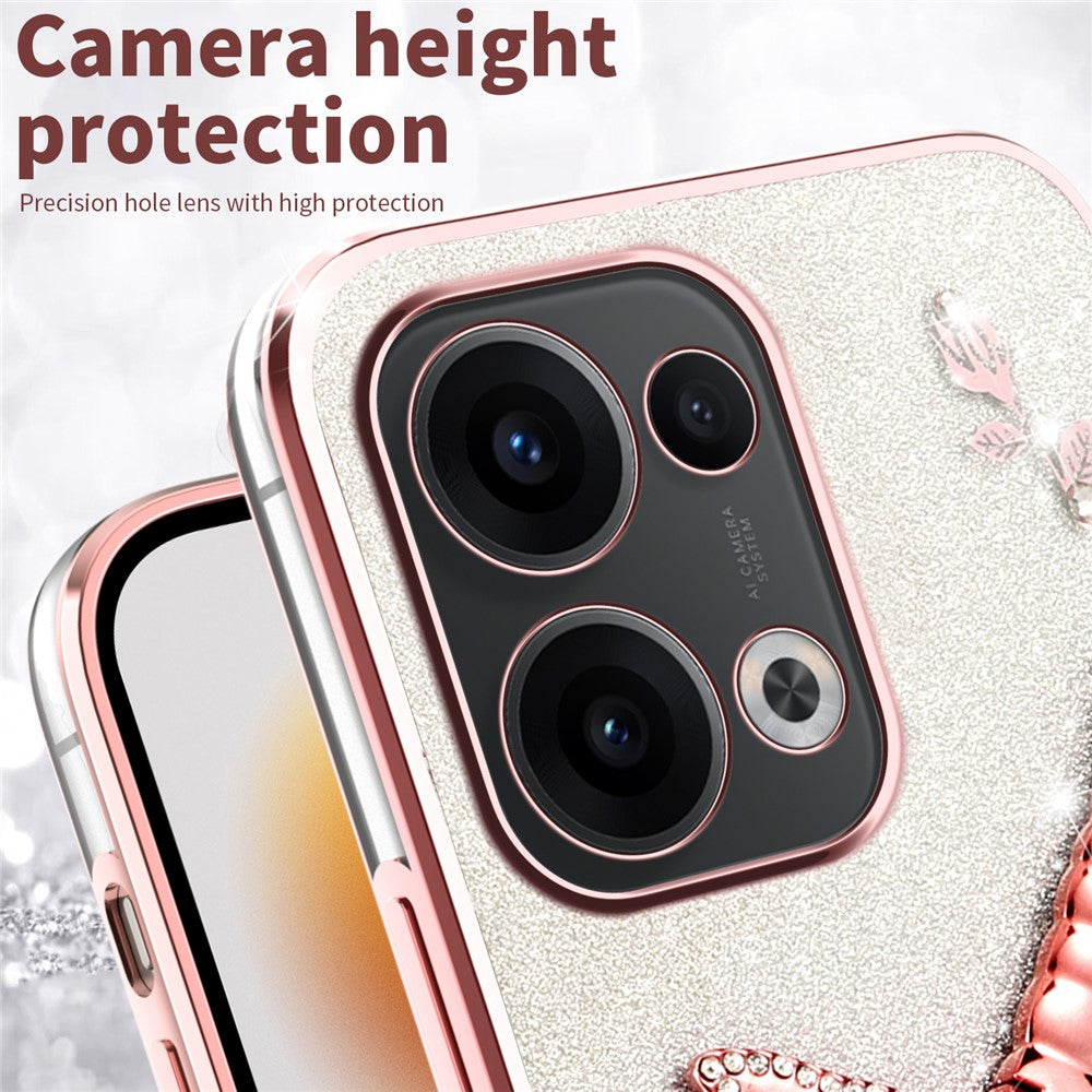 KADEM För Oppo Reno13 5G (Global) Skal Dragonfly Stativ TPU Blommor Glitter mobilskal