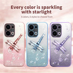 KADEM För Oppo Reno13 5G (Global) Skal Dragonfly Stativ TPU Blommor Glitter mobilskal
