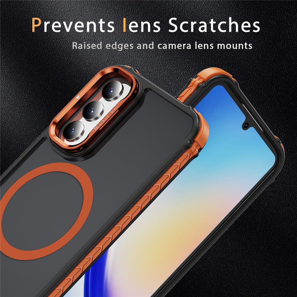Til Samsung Galaxy A05s 4G magnetisk cover med linse-støtteben, mat telefonbagcover