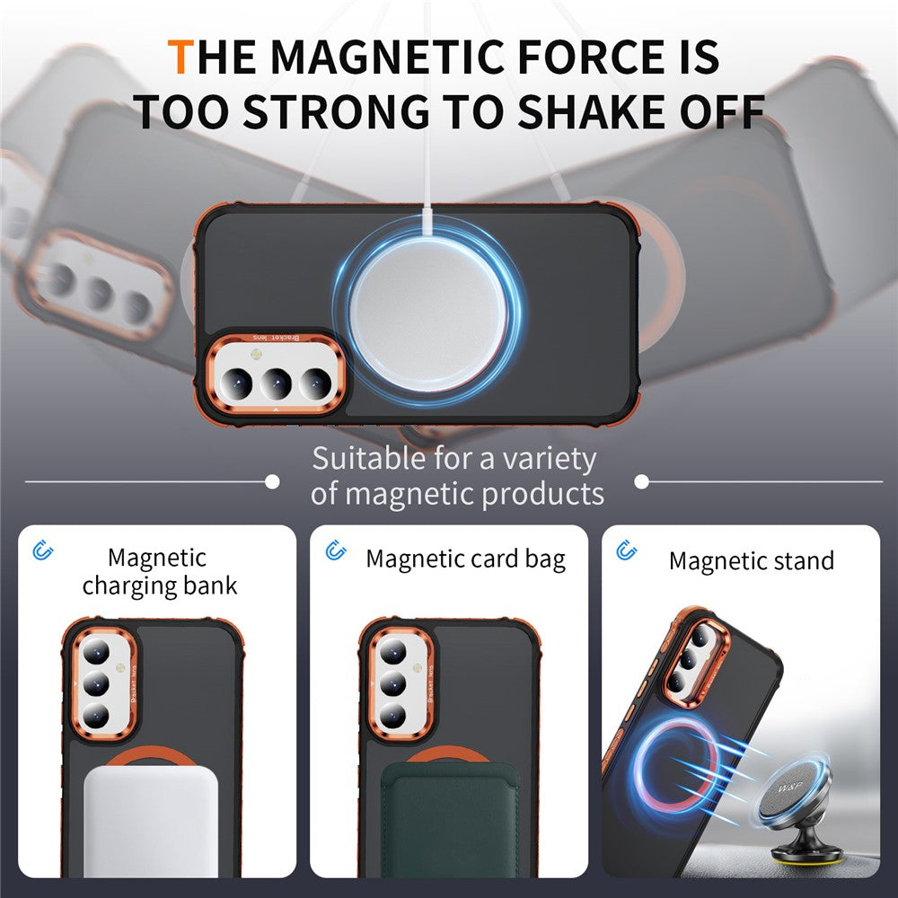 Til Samsung Galaxy A05s 4G magnetisk cover med linse-støtteben, mat telefonbagcover