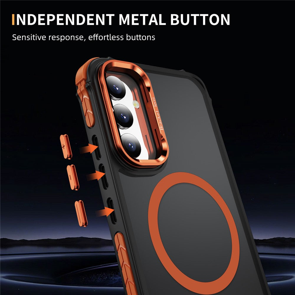 Til Samsung Galaxy A05s 4G magnetisk cover med linse-støtteben, mat telefonbagcover