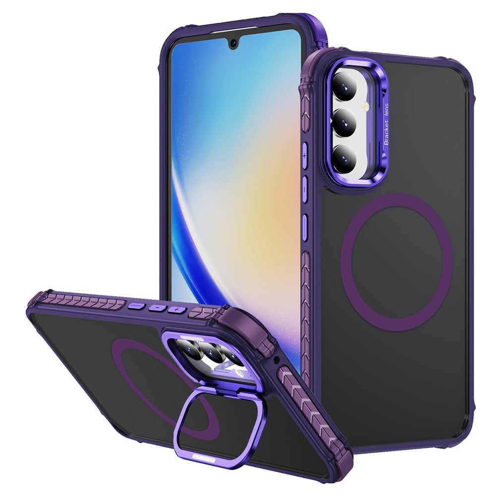 Til Samsung Galaxy A05s 4G magnetisk cover med linse-støtteben, mat telefonbagcover