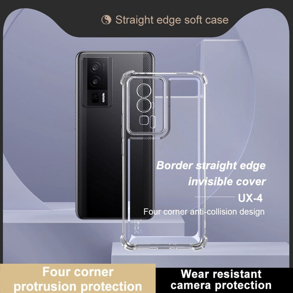 IMAK UX-4-serien TPU-skal för Xiaomi Redmi K60 Pro 5G / K60 5G / Poco F5 Pro 5G rak ram genomskinligt mobilskal