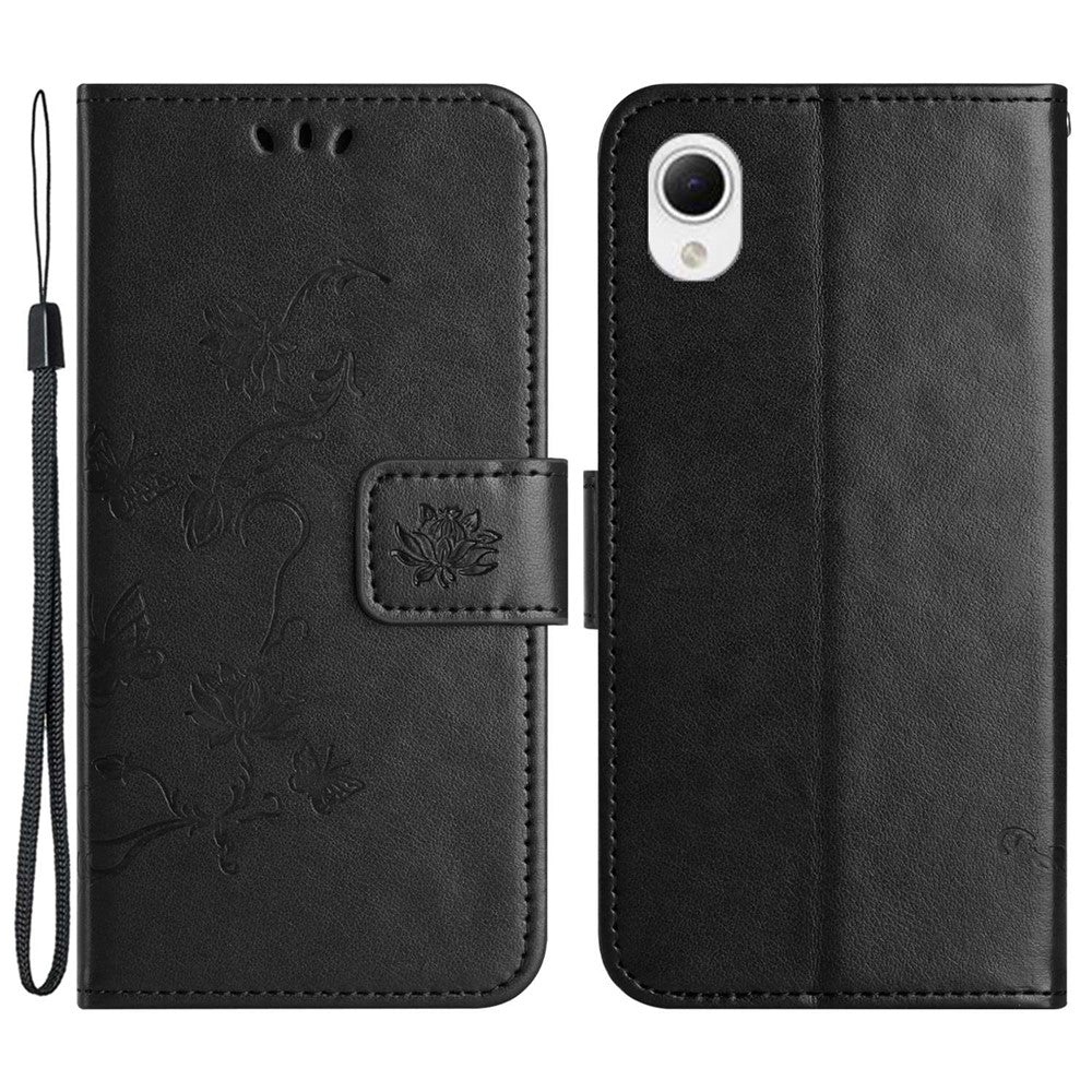 Telefoncover til Samsung Galaxy A23e / A23S, sommerfuglblomsterpræget PU-læder ridsefast telefoncover pung stander med rem