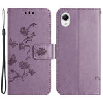 Telefoncover til Samsung Galaxy A23e / A23S, sommerfuglblomsterpræget PU-læder ridsefast telefoncover pung stander med rem