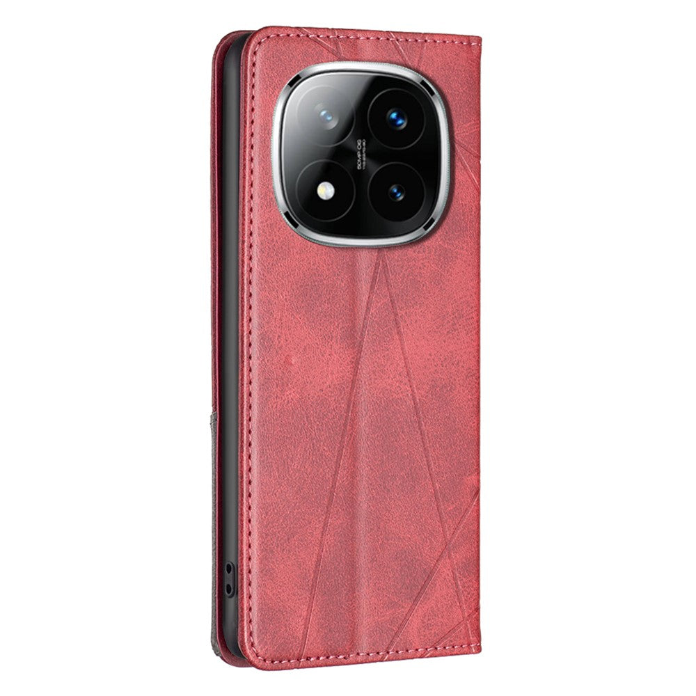 For Xiaomi Redmi Note 14 Pro 4G Case Card Slots Geometry Imprint Leather Phone Cover