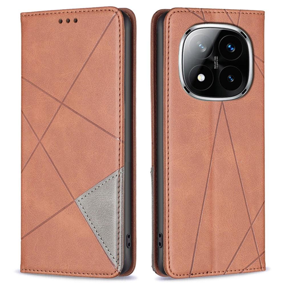 For Xiaomi Redmi Note 14 Pro 4G Case Card Slots Geometry Imprint Leather Phone Cover