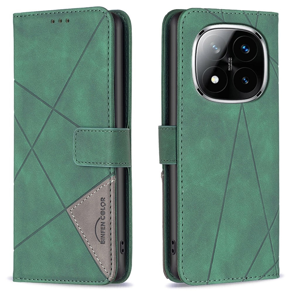 BINFEN COLOR For Xiaomi Redmi Note 14 Pro 4G Phone Cases Wallet Stand Geometry Imprint Leather Cover
