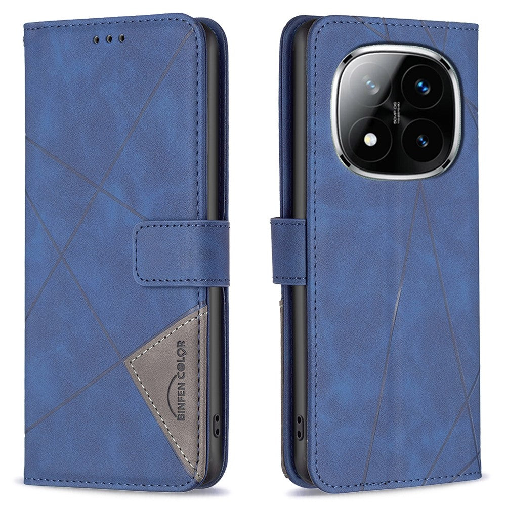 BINFEN COLOR For Xiaomi Redmi Note 14 Pro 4G Phone Cases Wallet Stand Geometry Imprint Leather Cover