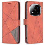 BINFEN COLOR For Xiaomi Redmi Note 14 Pro 4G Phone Cases Wallet Stand Geometry Imprint Leather Cover