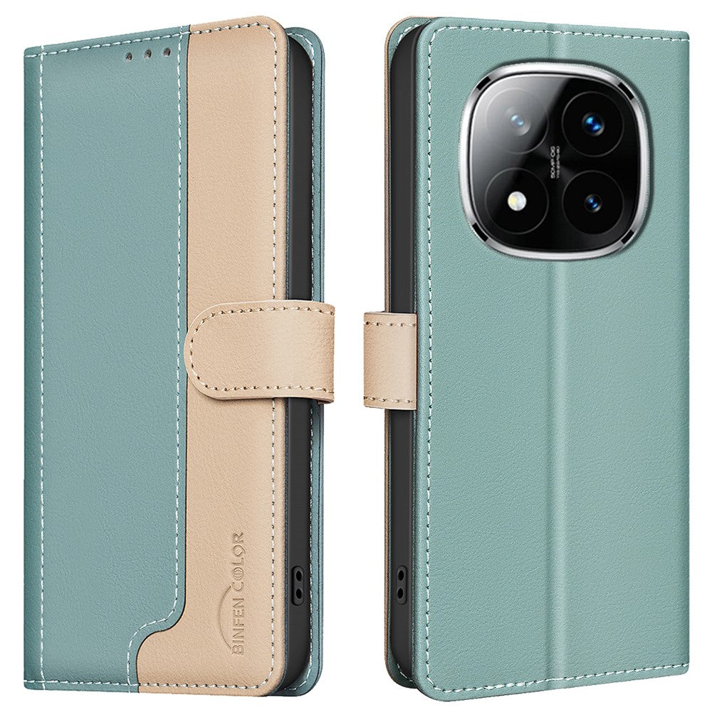 BINFEN COLOR BF33 for Xiaomi Redmi Note 14 Pro 4G Leather Case Splicing Color RFID Blocking