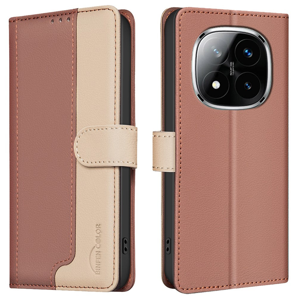 BINFEN COLOR BF33 for Xiaomi Redmi Note 14 Pro 4G Leather Case Splicing Color RFID Blocking