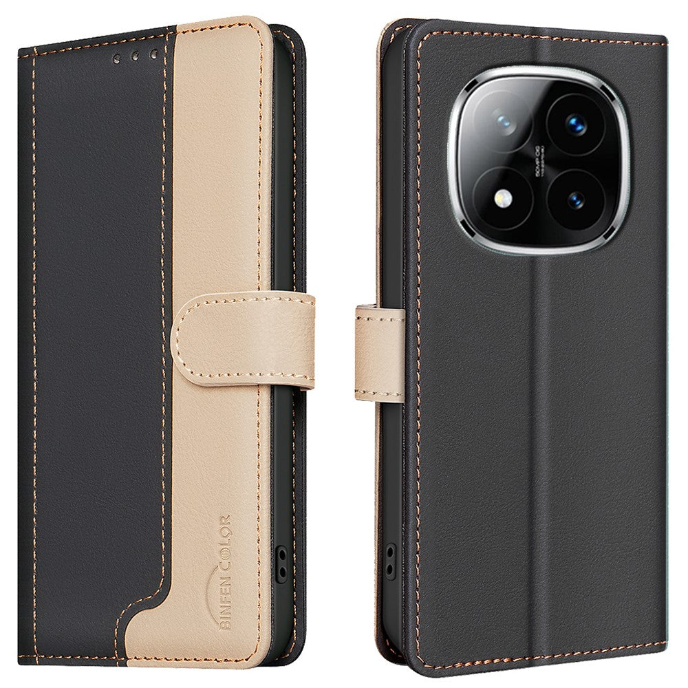 BINFEN COLOR BF33 for Xiaomi Redmi Note 14 Pro 4G Leather Case Splicing Color RFID Blocking
