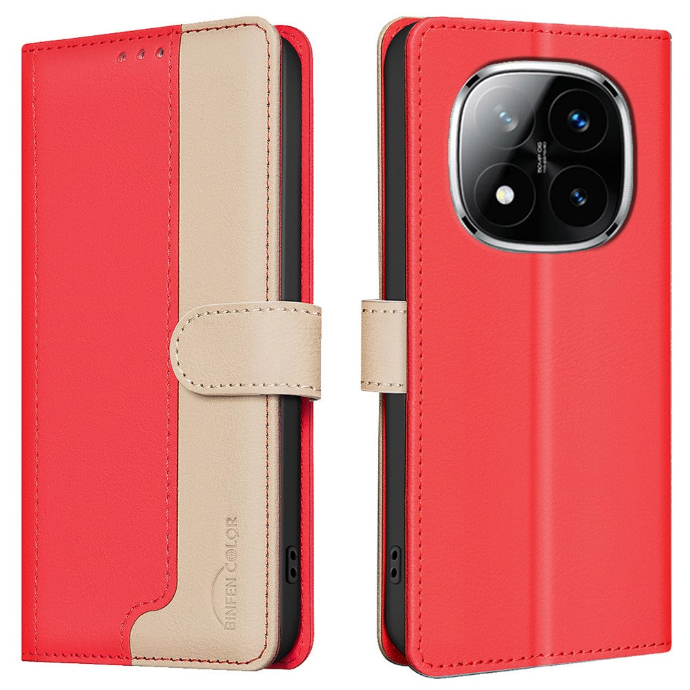 BINFEN COLOR BF33 for Xiaomi Redmi Note 14 Pro 4G Leather Case Splicing Color RFID Blocking