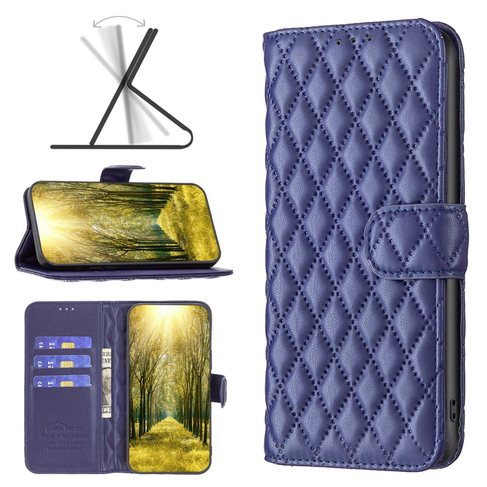 BINFEN COLOR BF Style-14 For Xiaomi Redmi Note 14 Pro 4G Case Rhombus Phone Leather Cover Stand