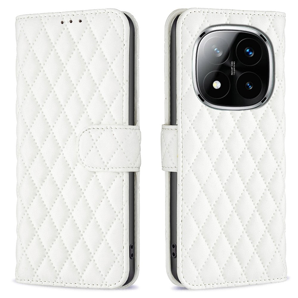 BINFEN COLOR BF Style-14 For Xiaomi Redmi Note 14 Pro 4G Case Rhombus Phone Leather Cover Stand