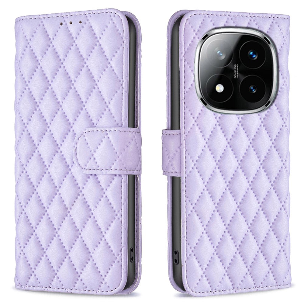 BINFEN COLOR BF Style-14 For Xiaomi Redmi Note 14 Pro 4G Case Rhombus Phone Leather Cover Stand