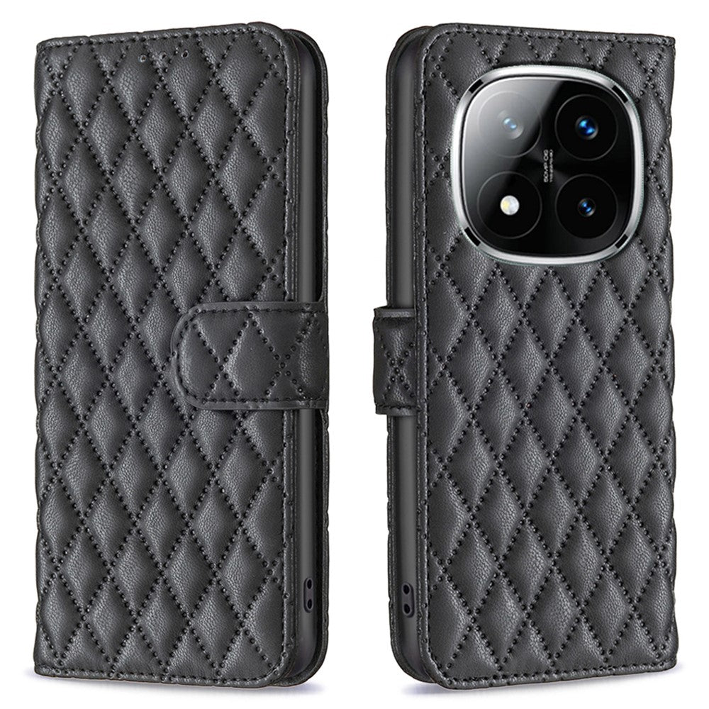 BINFEN COLOR BF Style-14 For Xiaomi Redmi Note 14 Pro 4G Case Rhombus Phone Leather Cover Stand