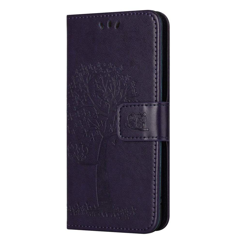 For Samsung Galaxy A23e / A23s PU Leather Phone Case Imprinted Owl Tree Pattern Wallet Stand Magnetic Clasp Cover
