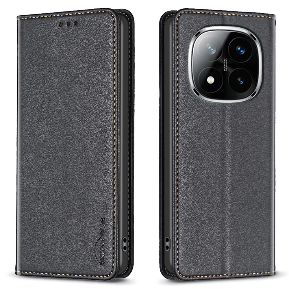 BINFEN COLOR BF18 Läderfodral för Xiaomi Redmi Note 14 Pro 4G, korthållare, mobilskydd