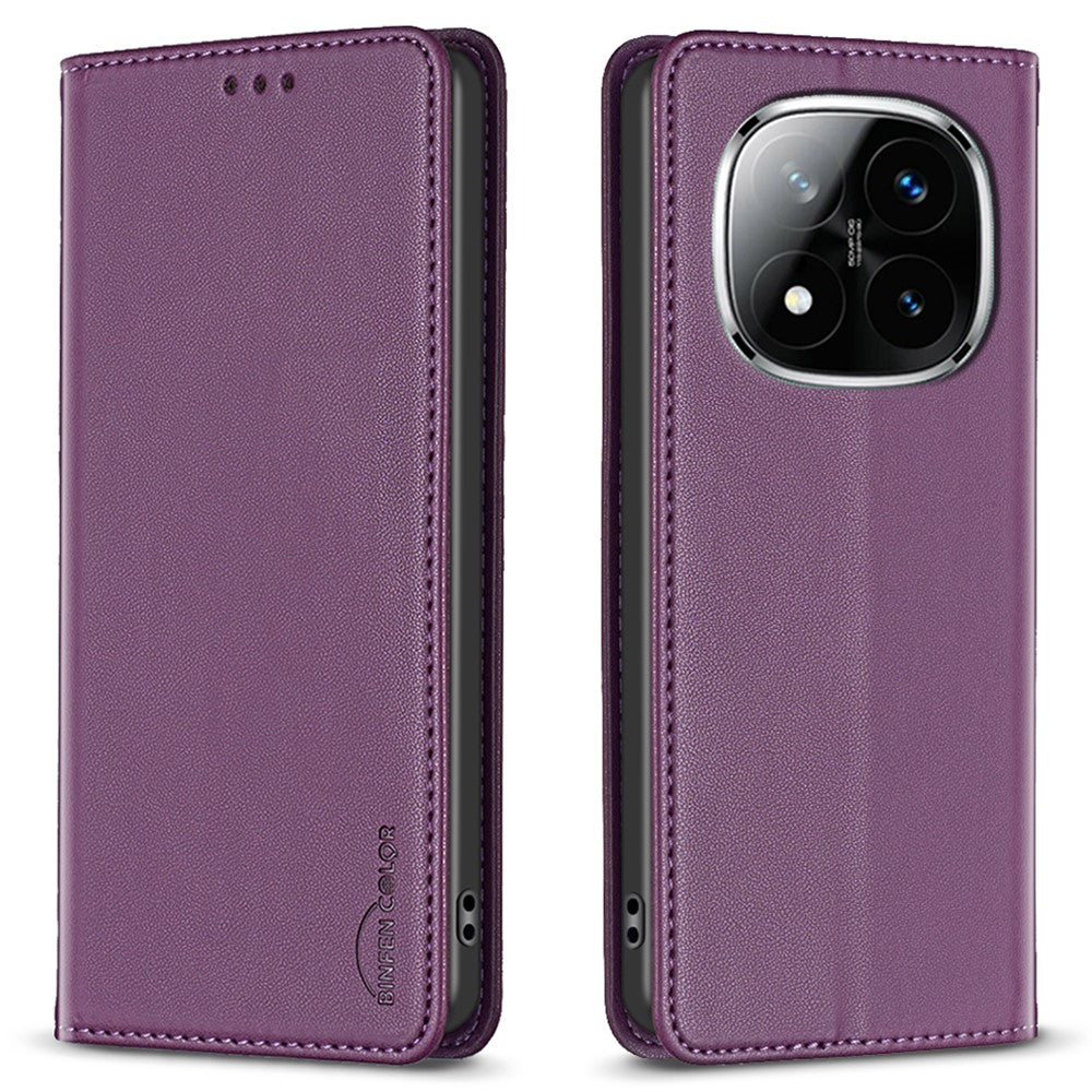 BINFEN COLOR BF18 For Xiaomi Redmi Note 14 Pro 4G Leather Case Card Slots Phone Cover