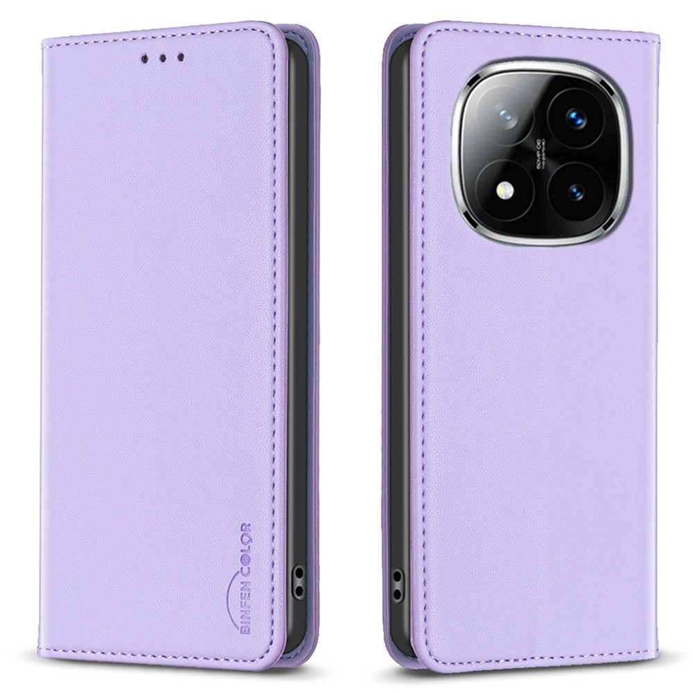 BINFEN COLOR BF18 For Xiaomi Redmi Note 14 Pro 4G Leather Case Card Slots Phone Cover