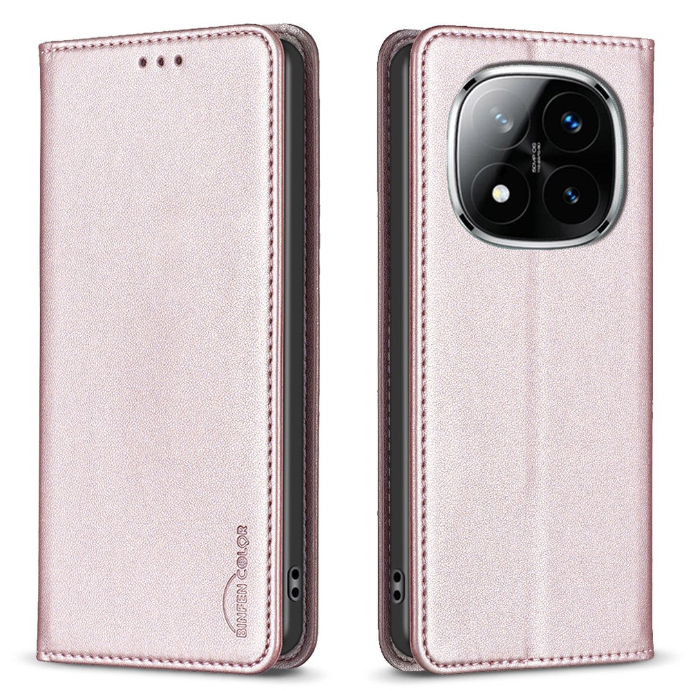BINFEN COLOR BF18 For Xiaomi Redmi Note 14 Pro 4G Leather Case Card Slots Phone Cover