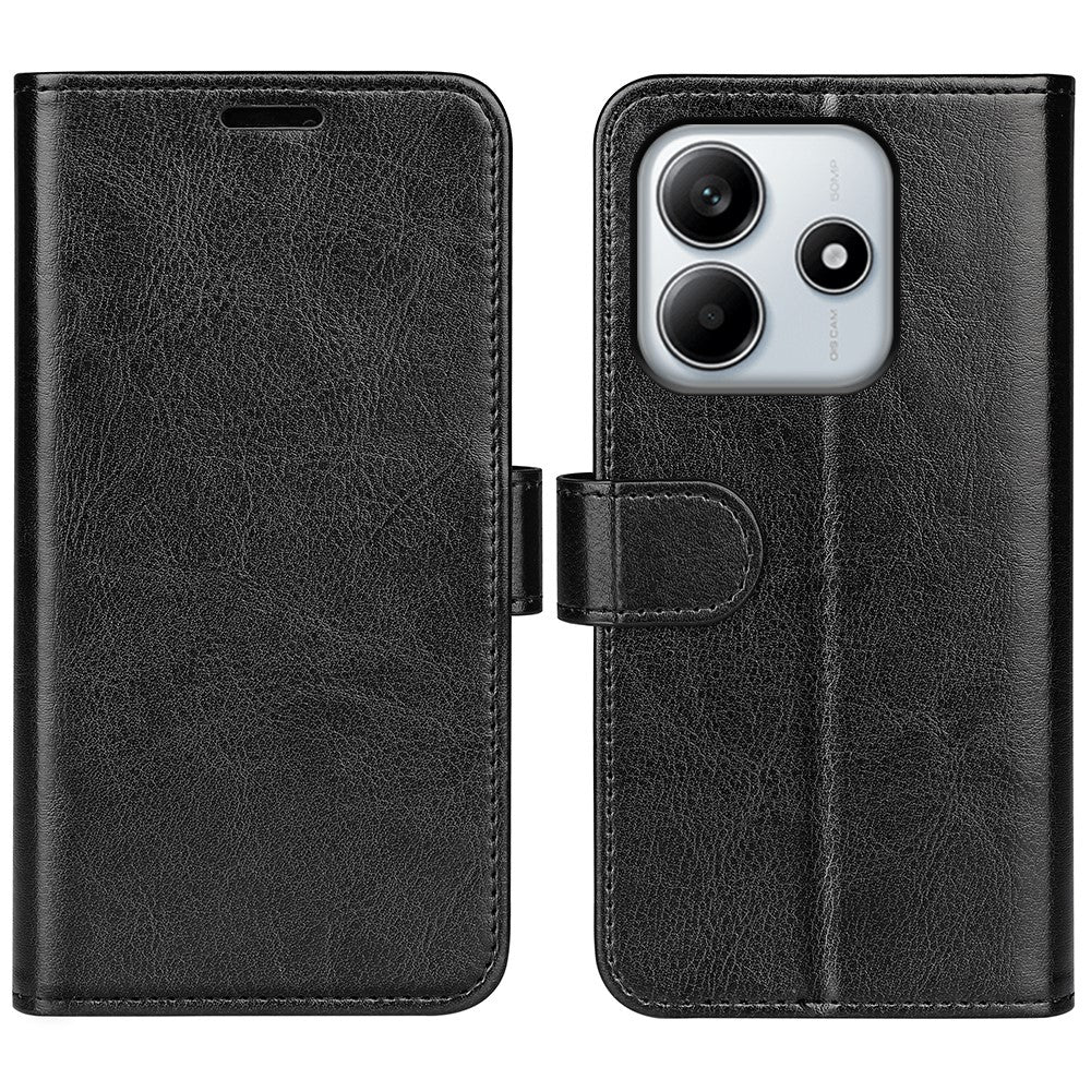 For Xiaomi Redmi Note 14 4G (163.25mm) Wallet Case Crazy Horse Texture Stand Leather Phone Cover