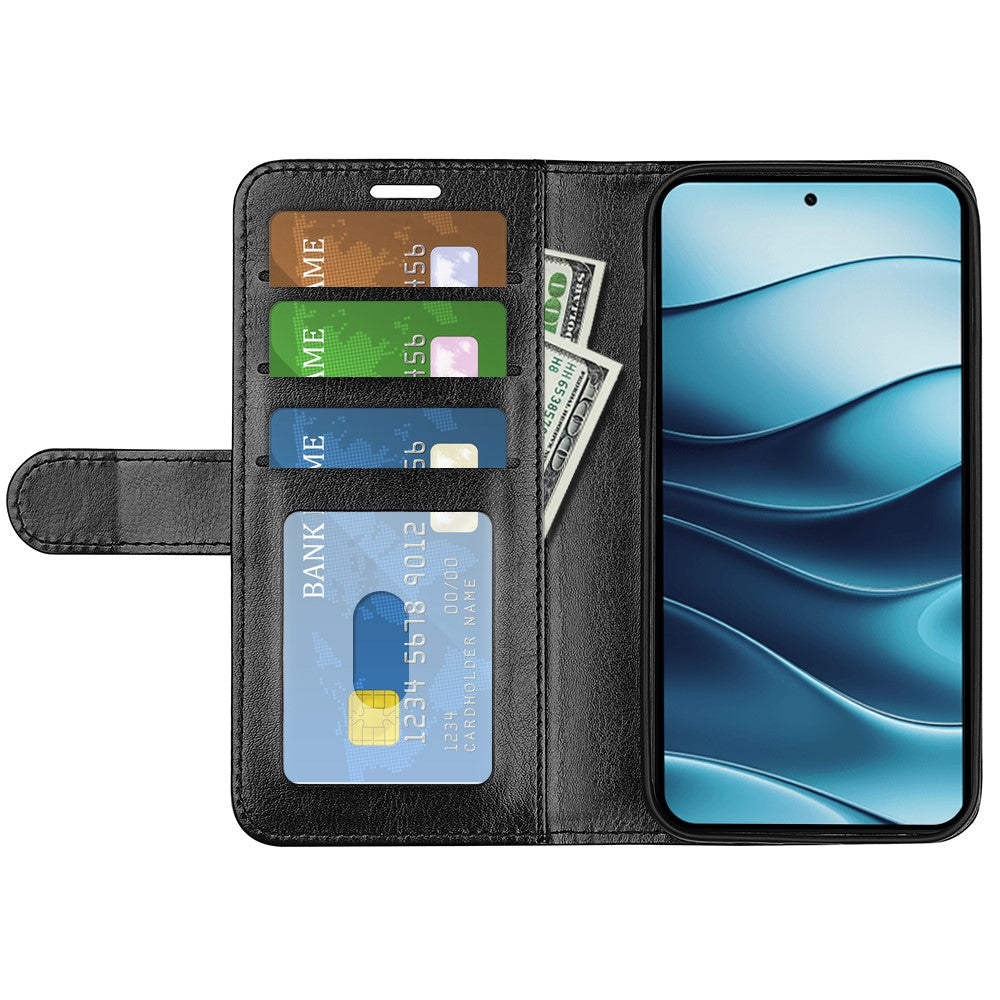 For Xiaomi Redmi Note 14 4G (163.25mm) Wallet Case Crazy Horse Texture Stand Leather Phone Cover