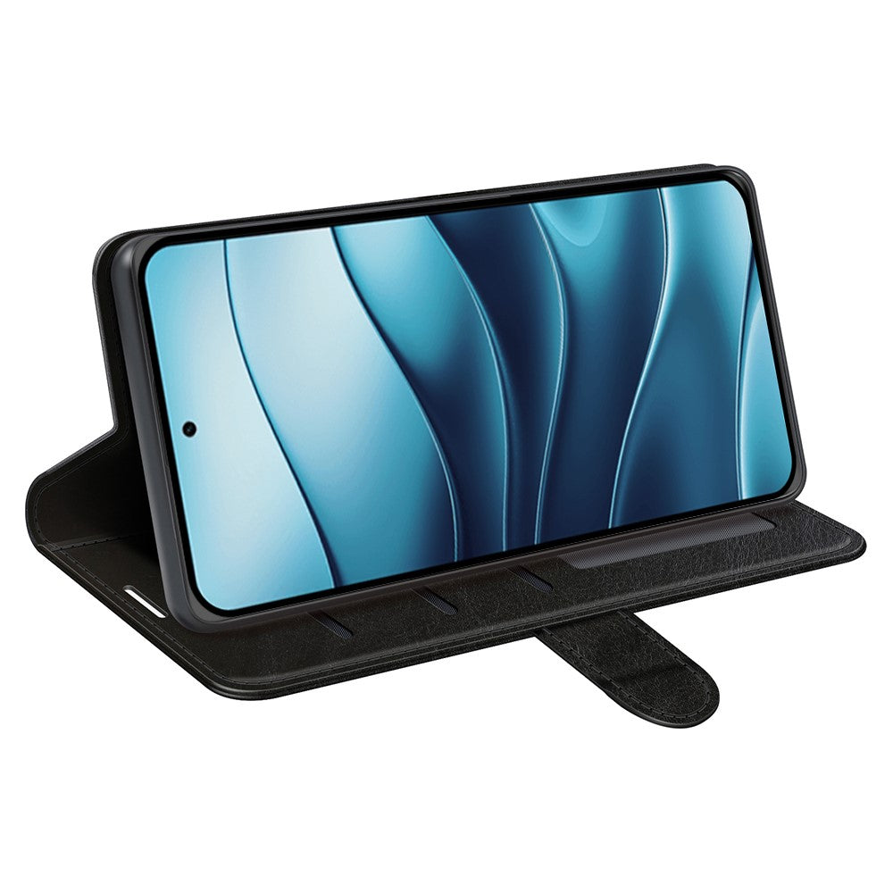 For Xiaomi Redmi Note 14 4G (163.25mm) Wallet Case Crazy Horse Texture Stand Leather Phone Cover