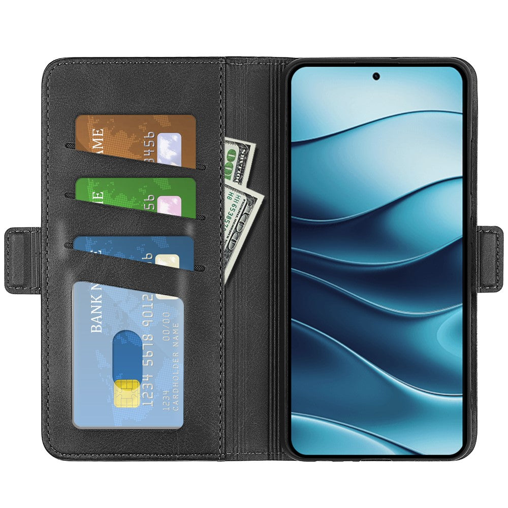 For Xiaomi Redmi Note 14 4G (163.25mm) Stand Case Calf Texture Leather Wallet Phone Cover
